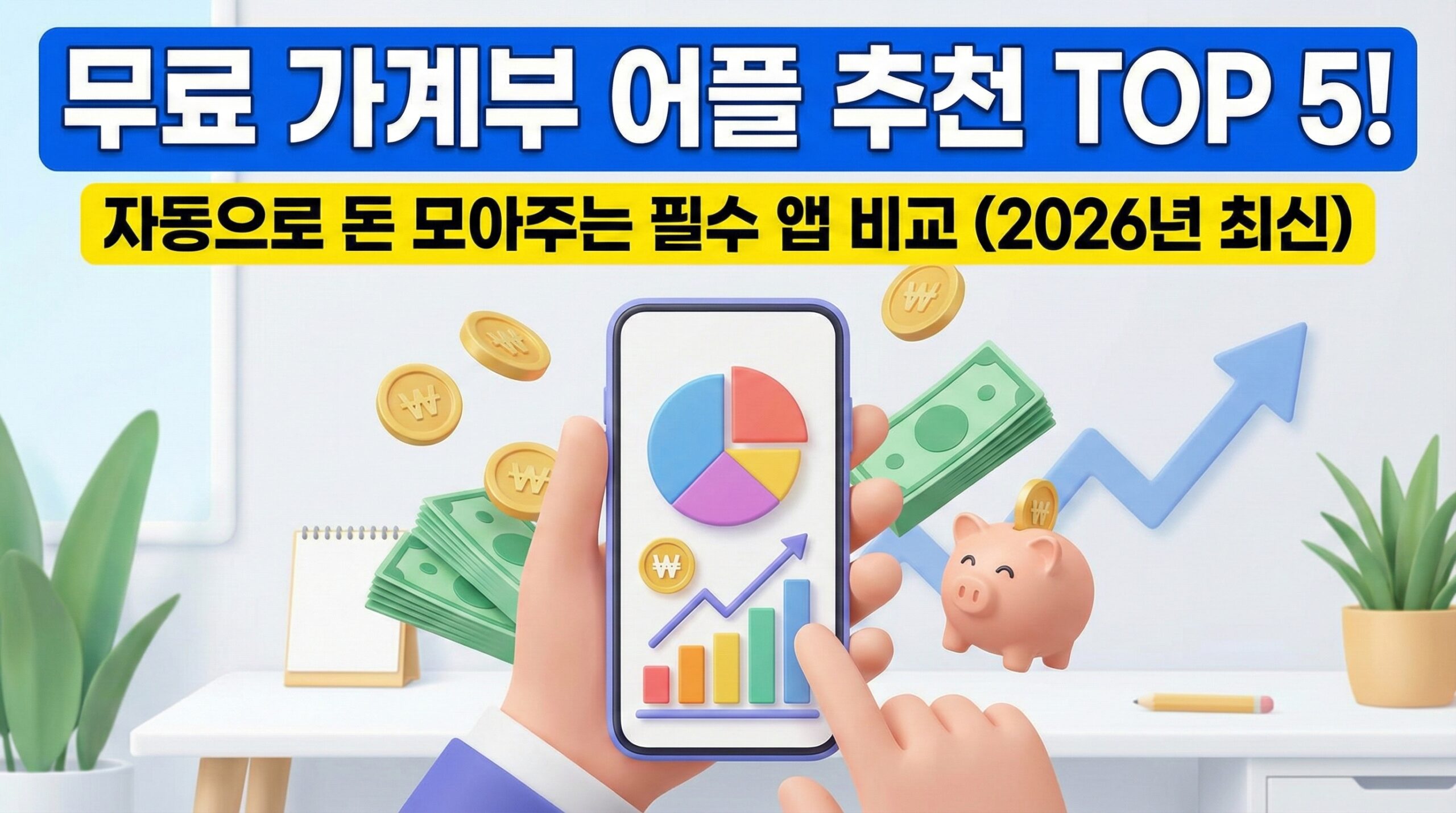 무료 가계부 어플 추천 TOP 5 비교 및 돈 모으는 습관 스마트폰 이미지
