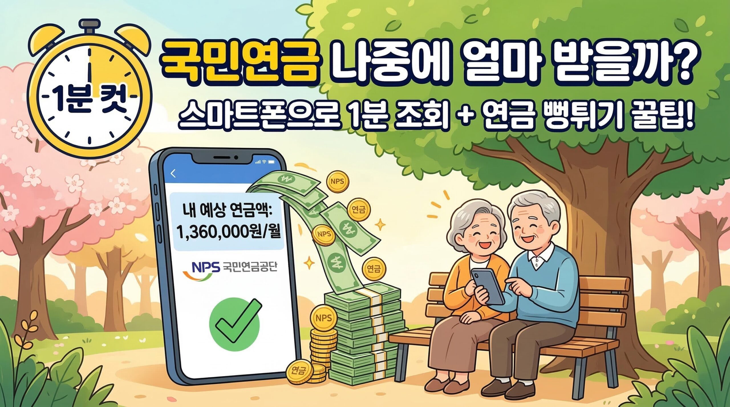 국민연금 예상 수령액 1분 조회 방법 및 연금액 더 많이 받는 꿀팁 썸네일