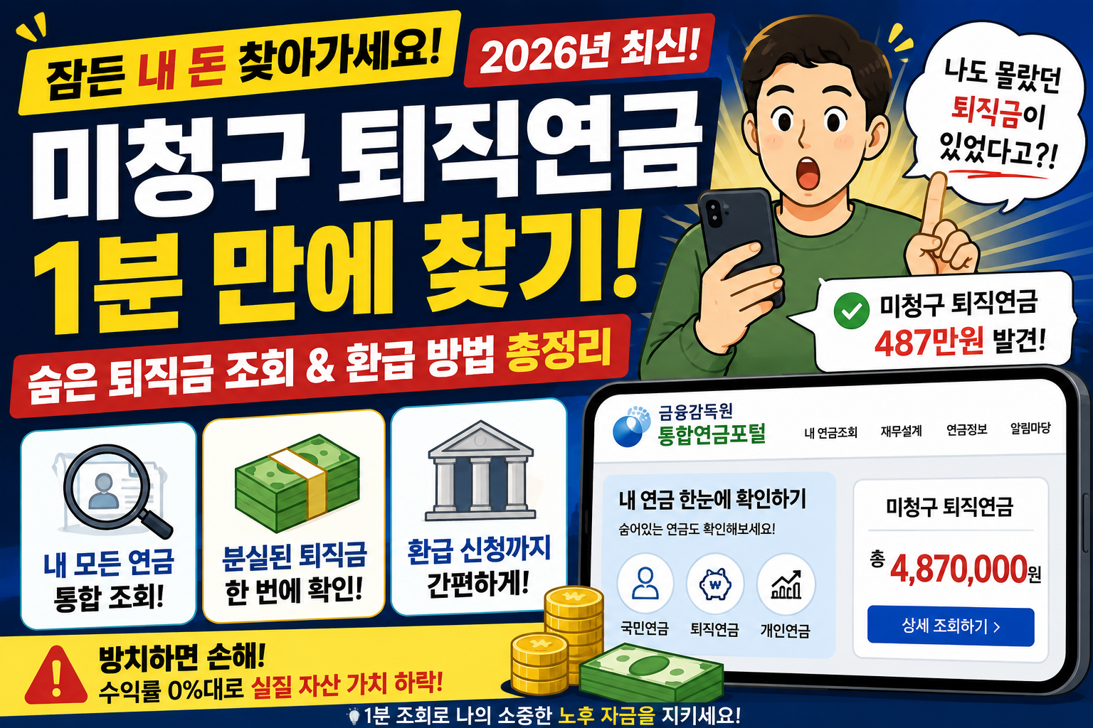 2026 미청구 퇴직연금 통합 조회 숨은 퇴직금 환급 썸네일
